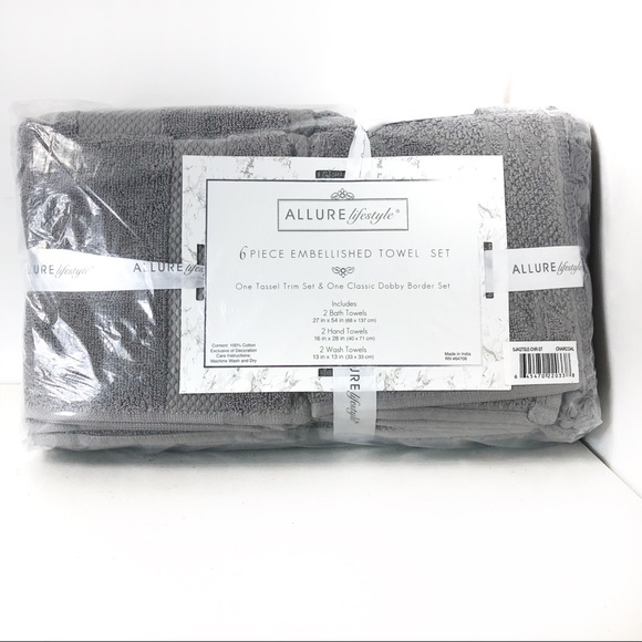 Allure lifestyle 6 piece towel set Charcoal - Picture 2 of 8